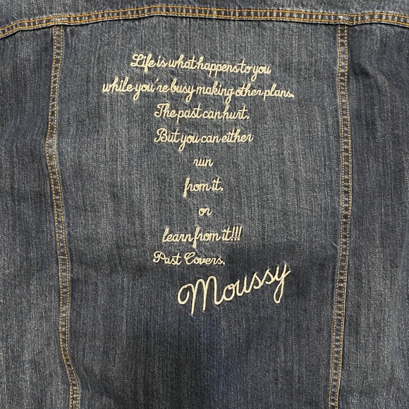 Moussy Distressed Patched Denim Jacket Size One Size - Picture 7 of 9